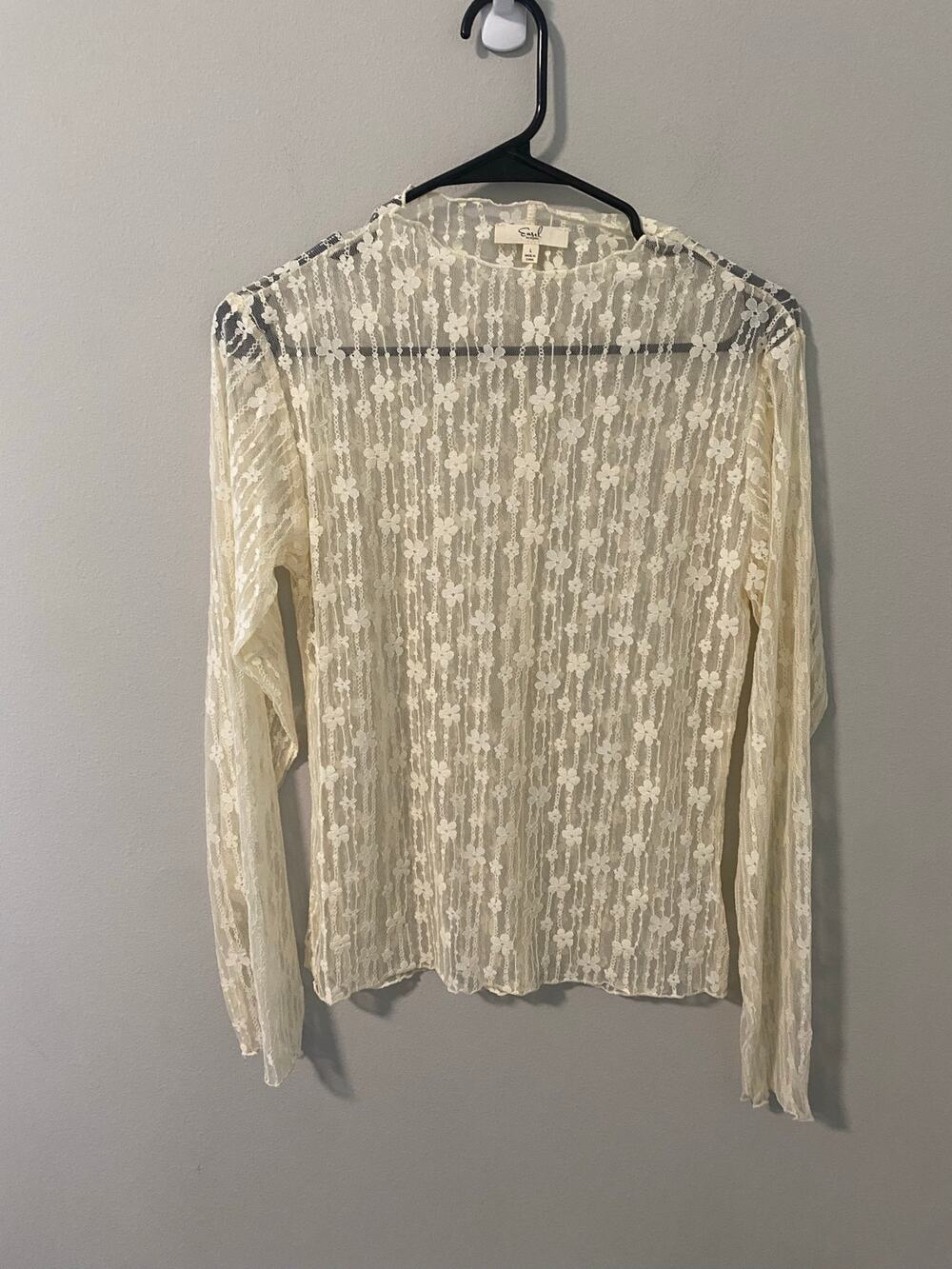New Easel Women's Sheer Long Sleeve Mock Neck Top Size Large